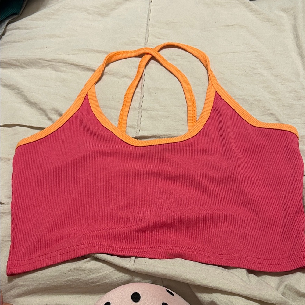SHEIN Pink and Orange Crop Top